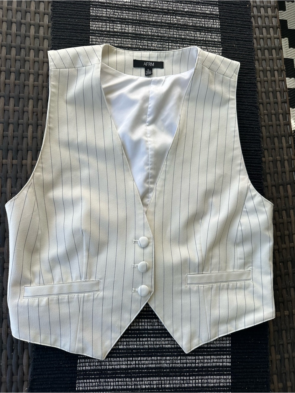 AFRM White Pinstripe Cargo Vest & Wide-Leg Pants Set - Picture 4 of 9